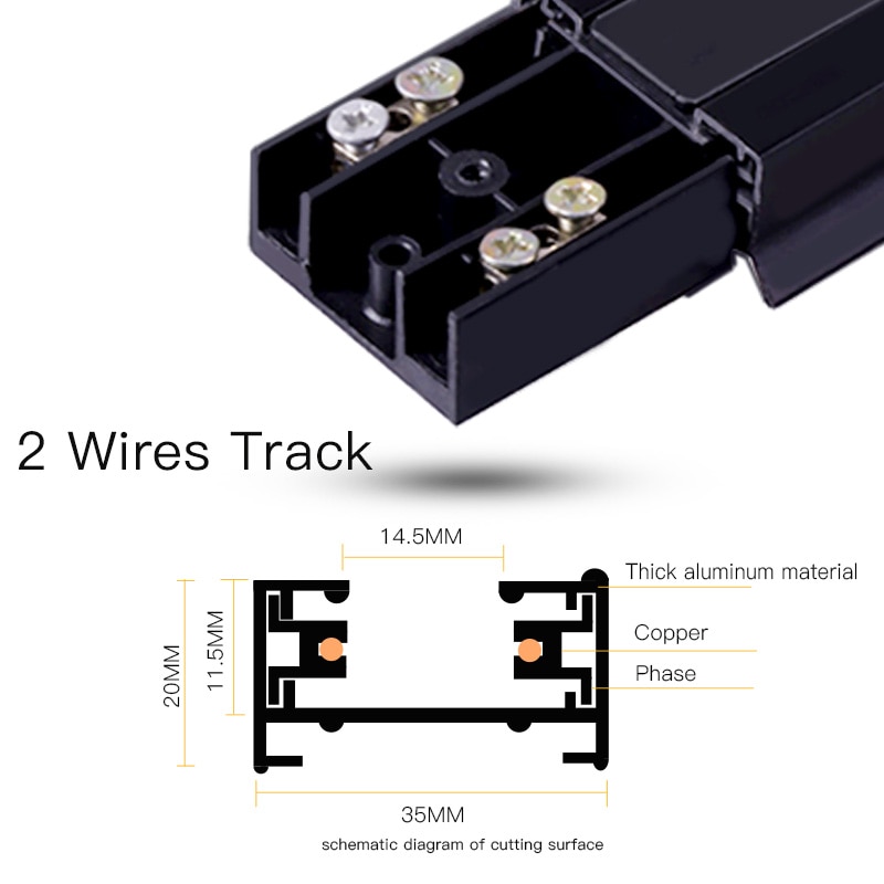 0.5M 1M Track Rail 2 Wire System Aluminum led Track Light Rail Universal Rail Connector Circuit Rails For LED Track Spotlight