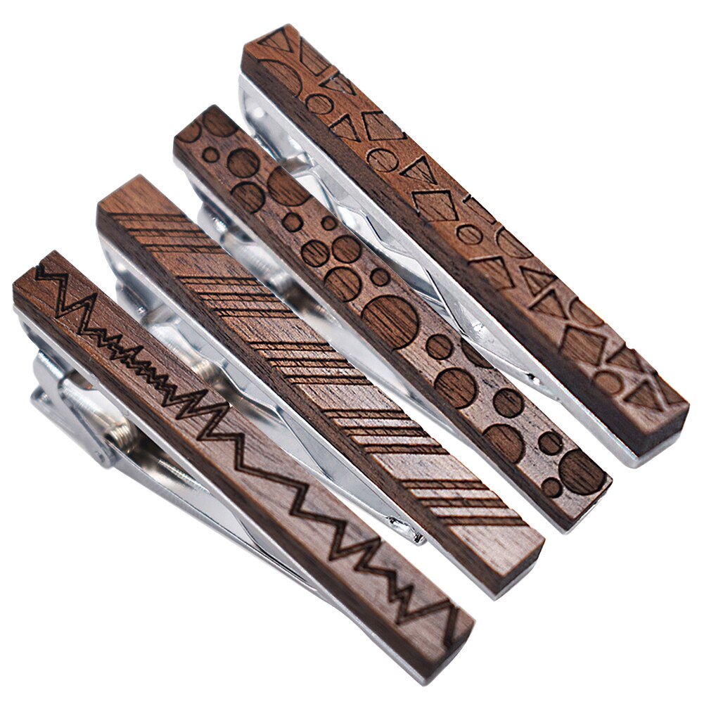 Men Geometric Patterns Jewelry Tie Clip Decoration Charms Formal Wooden Pins Wedding Bar Clasp Business Party