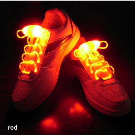 1 par 100cm led lys glød snørebånd glød stick blinkende farvet neon snørebånd lysende snørebånd fest: Rød