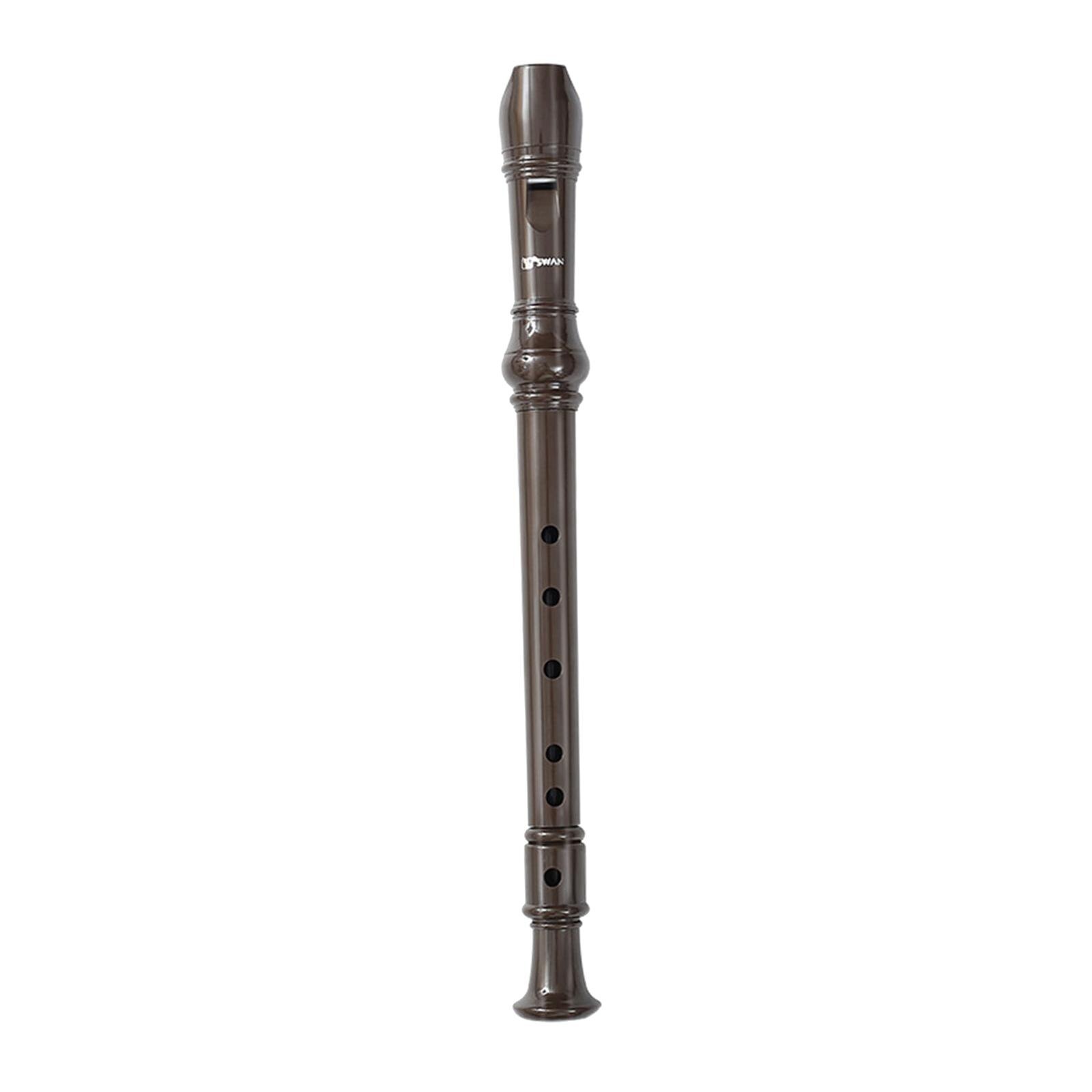 Soprano Recorder with Cleaning Rod &amp; Pouch Recorder Instrument for: Brown 6 Hole