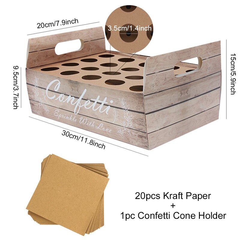 Wedding Confetti Cones Holder For Wedding Decoration Kraft Cone Stand Box Tray Wedding Mariage Deco Natural Wedding Paper Cones: Brown