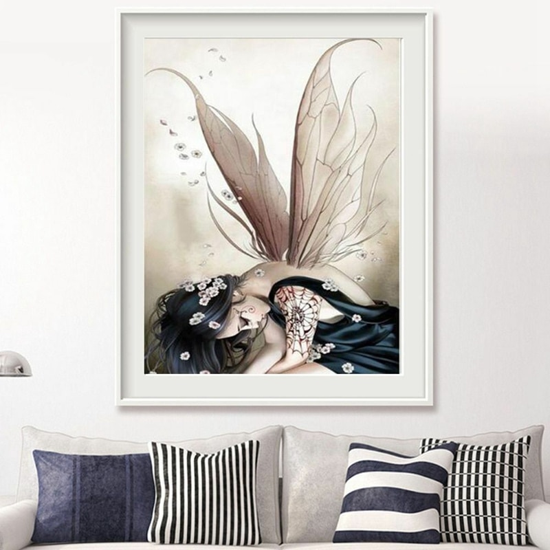 Fairy Diamond Painting Cross Stitch Canvas Portrait Artwork Handicraft 3D