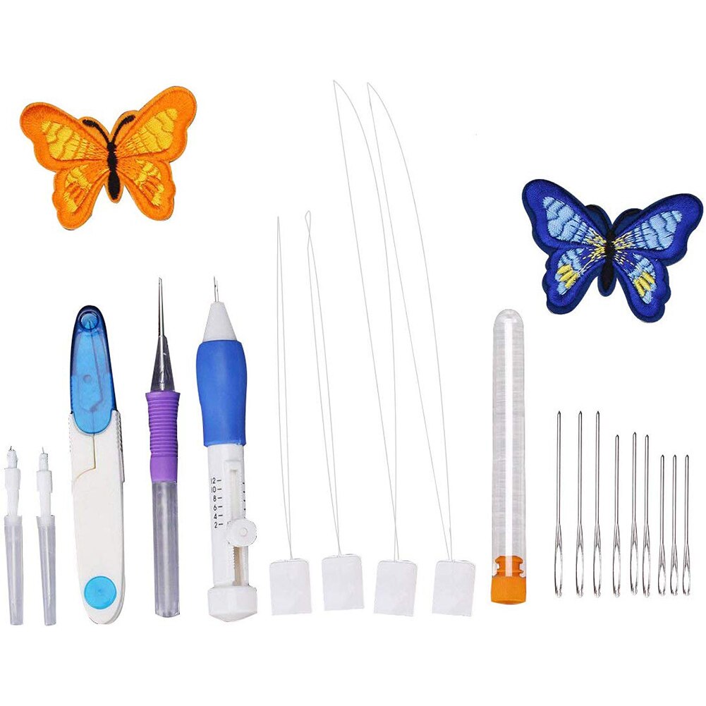 71 pièces stylo à broder magique poinçon aiguille point de croix broderie couture accessoire outils Kit 50 écheveaux 21 outils aiguilles