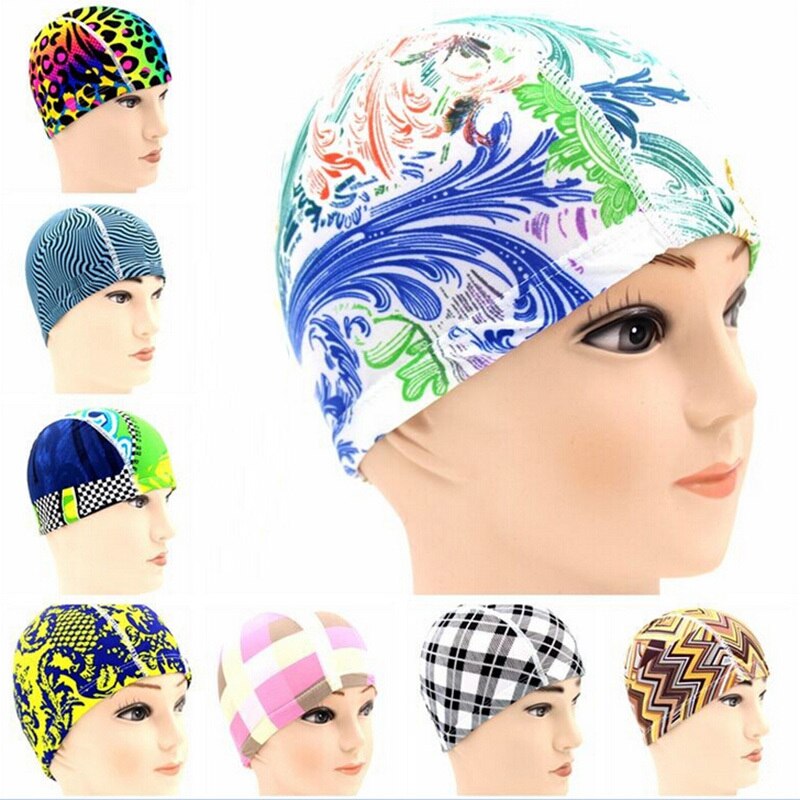 Gratis maat oren badmuts lang haar sport zwemmen polyester bescherm badmuts voor mannen vrouwen volwassenen print badmutsen