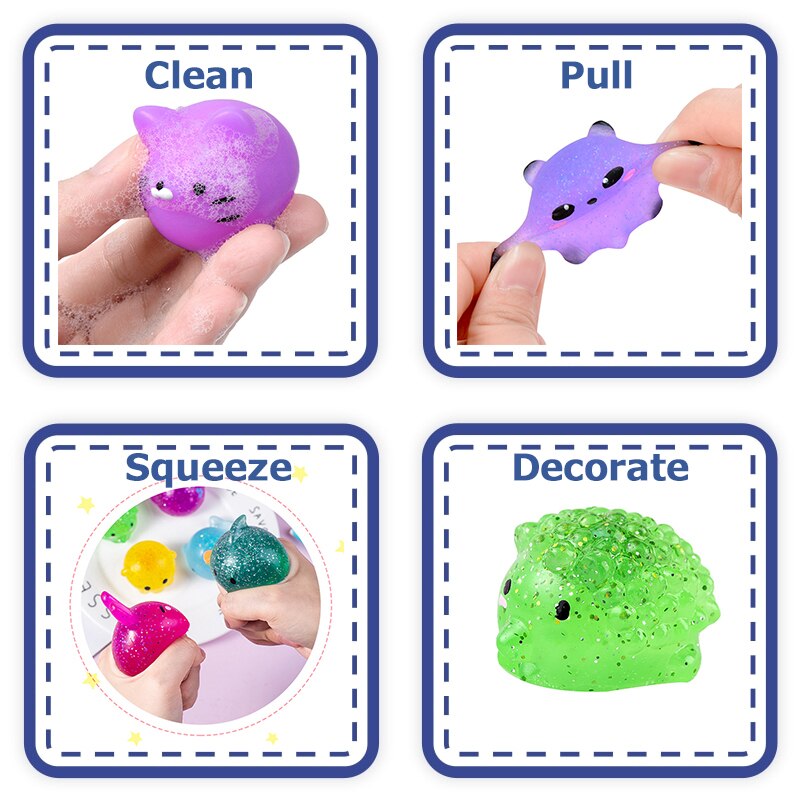 Boule de poudre anti-Stress pour enfants, grand jouet à paillettes spongieux Mochi Squishy Fidget sensoriel, Kawaii