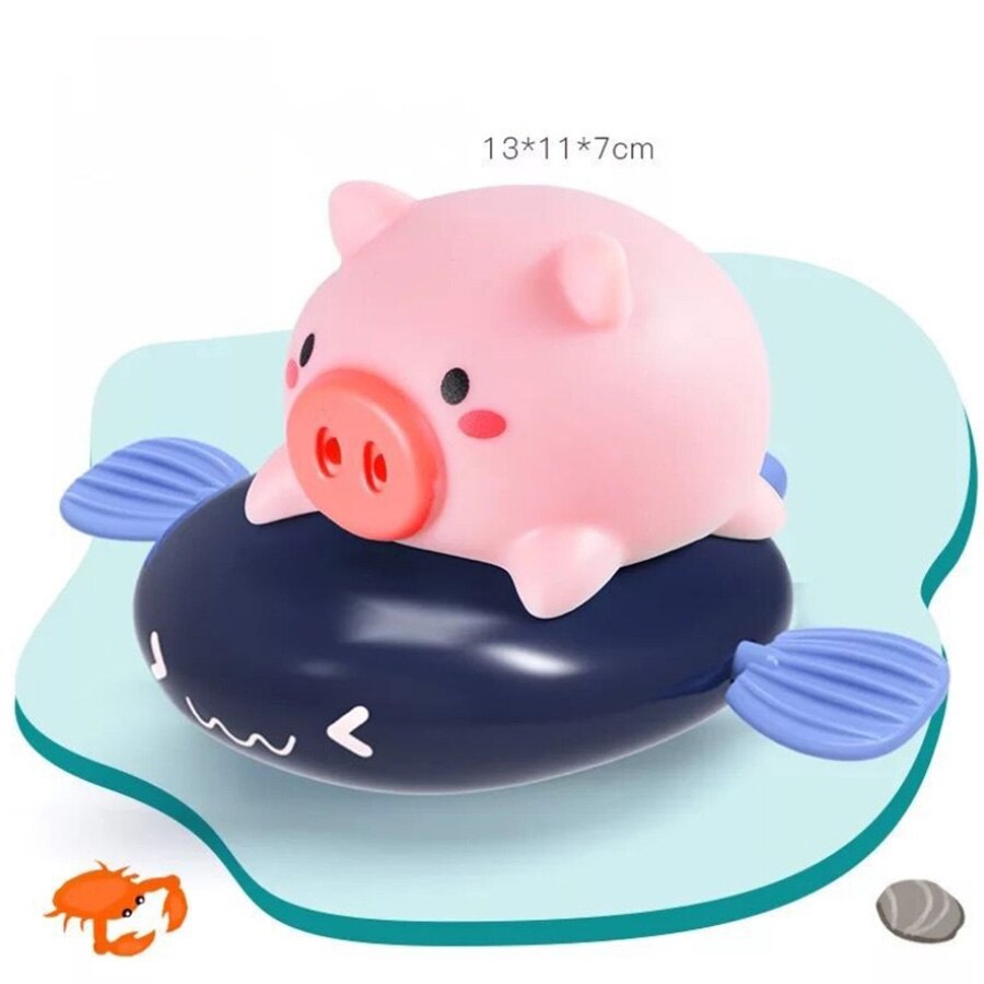 1 Pc Bad Toy Leuke Cartoon Dier Klassieke Baby Water Speelgoed Bad Drijvende Water Klassieke Speelgoed Knorretje Vis: deep blue