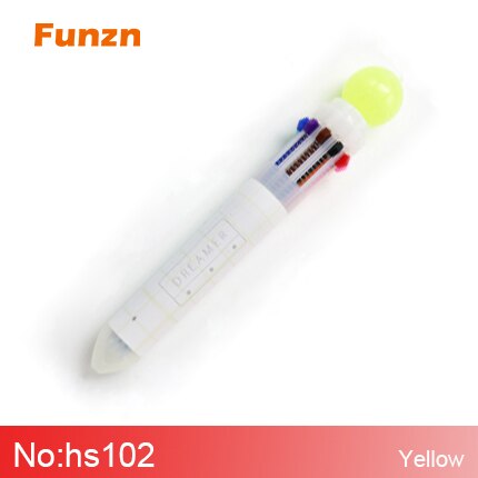 Funzn 0.5 mm 10 colors ballpoint pens for writing Chancellery simple office school supplies ball pen luxury nurses: hs102-yellow
