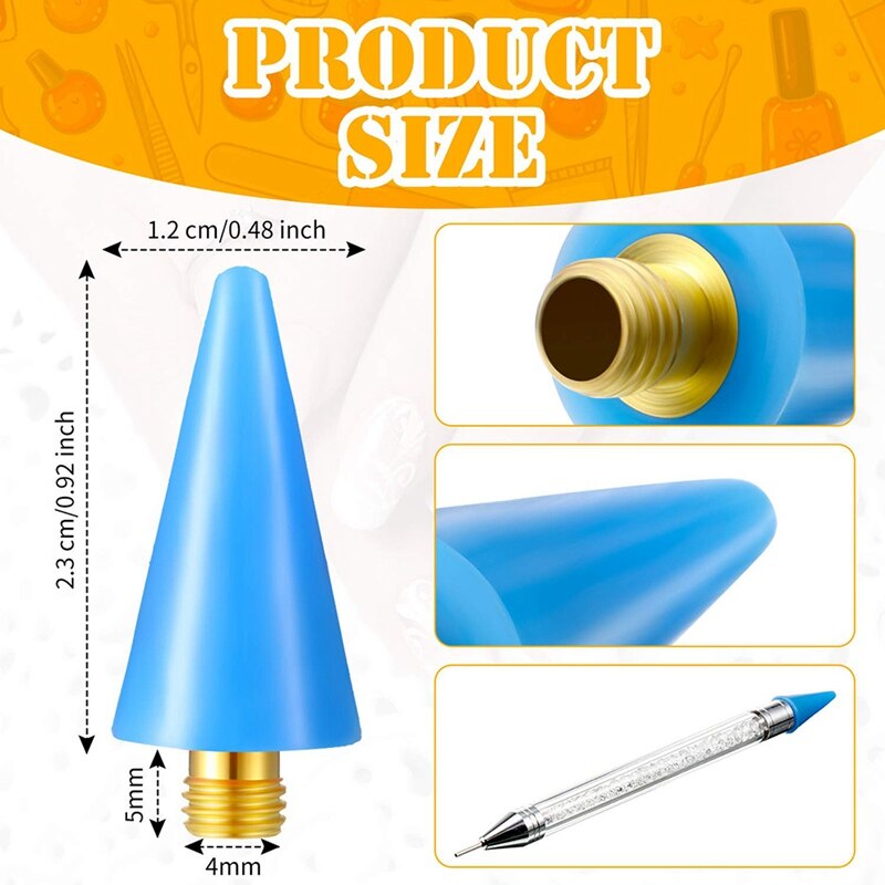 16 Pieces Nail Rhinestones Picker Replacement Head Tips For Nail Dotting Pen To Pick Up Nail Gem Jewelry