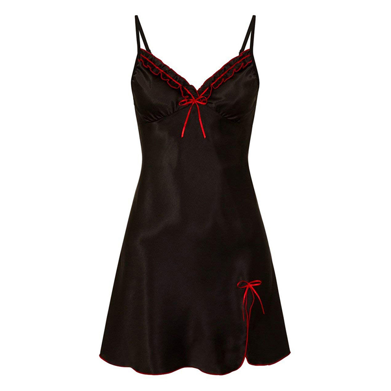 Dames nachtkleding met kanten bandjes, sexy nachtjurk met v-hals, sexy nachtjurk met vetersluiting en bloemenuitsnijding, zijdezachte, comfortabele nachtkleding: S / Lavendel