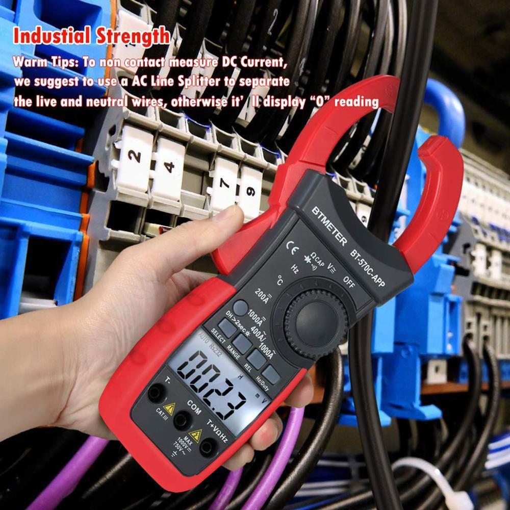 Digital Clamp Multimeter Connect with APP Bluetooth,Amp Ohm Tester,4000 Counts for AC&amp;DC Resistance Temp Electrical HVAC Tester