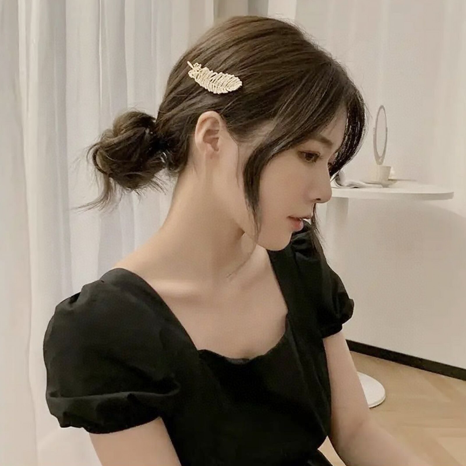 6Pcs/Set Feather Scissors Pearl Alloy Hairpin Hair Jewelry Handmade Styling For Women Wedding Accessories