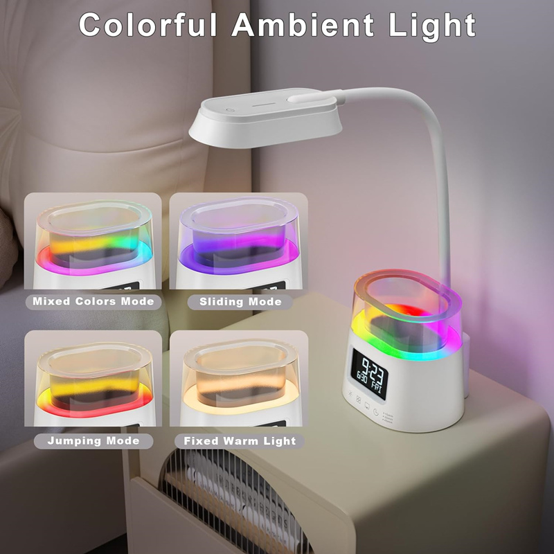 Schreibtischlampe mit stifthalter, stimmungsvolles nachtlicht in verschiedenen farben, leselampe mit schwanenhals, rgb-nachtlicht/schreibtischlampe