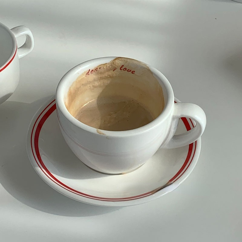 Ladycc fransk alfabet dobbelt øre keramisk skål havregryn yoghurt skål keramisk kaffekop latte kop restaurant morgenmadsskål
