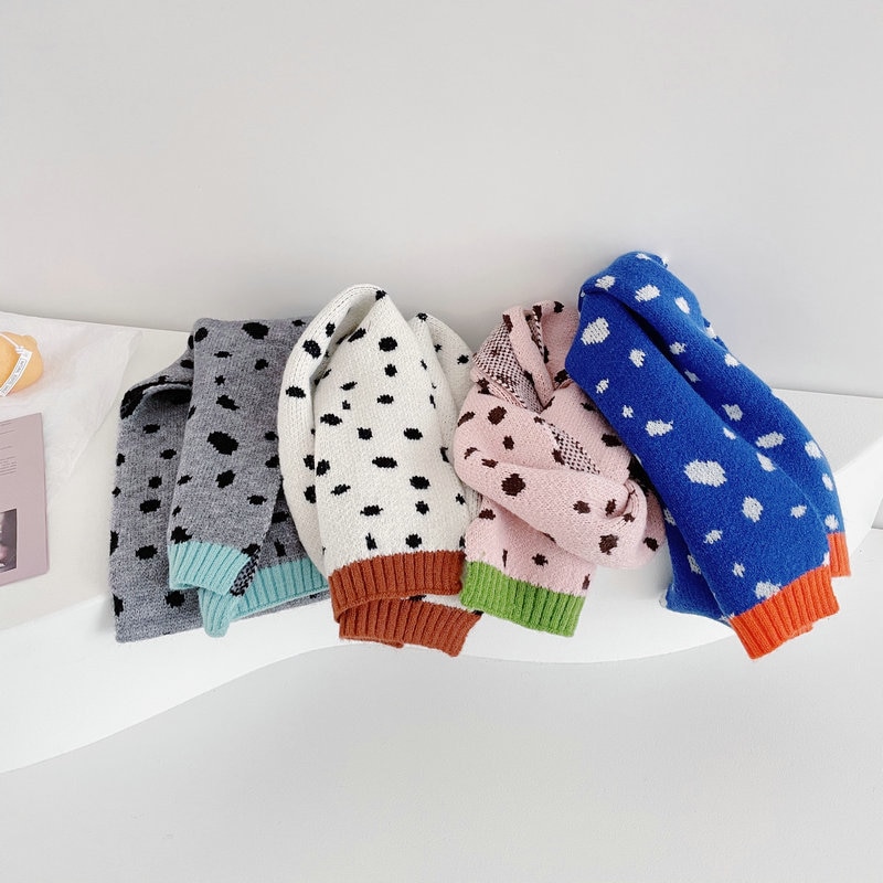 Moda coreana estilo estrangeiro leopardo impressão contraste cor cachecol de malha das crianças outono inverno meninos meninas bebê quente cachecóis