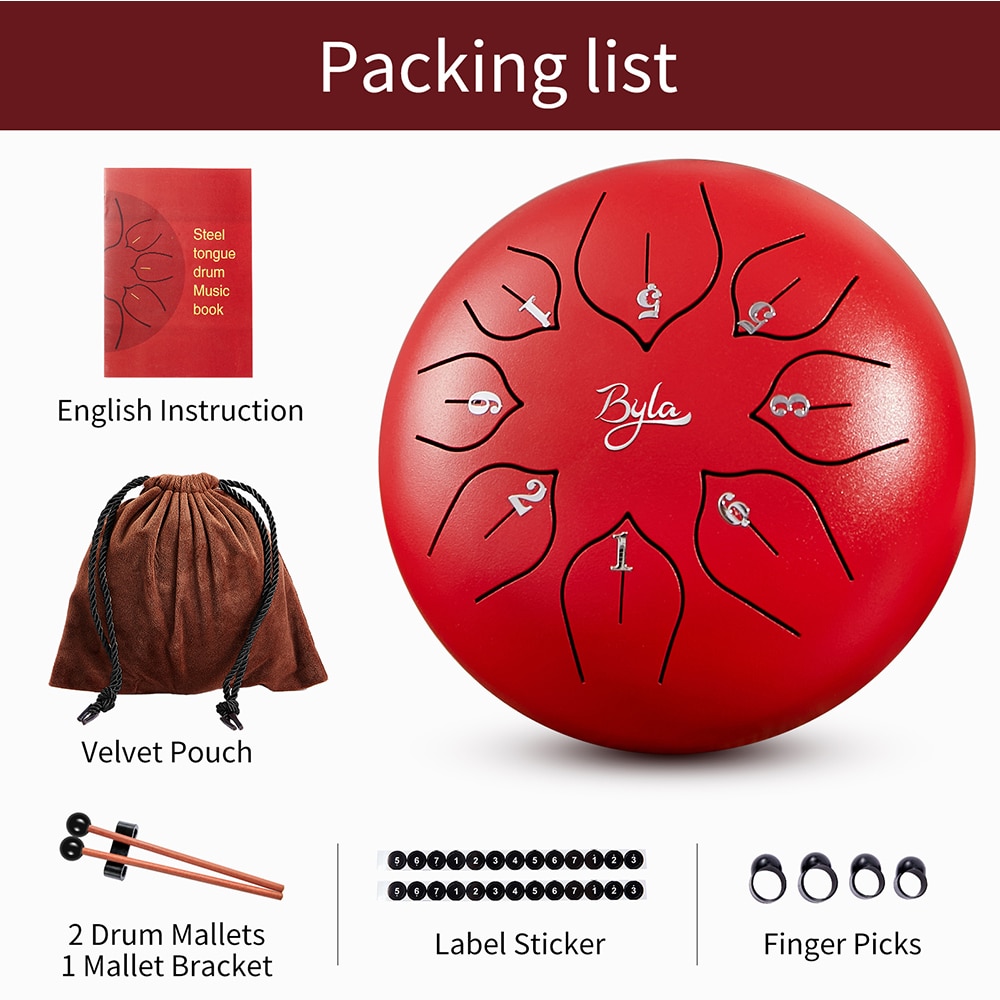 Steel Tongue drum 8 Notes 6 Inches Lotus Style Music Instrument Percussion Hand Pan Drum Tank Hang Drum