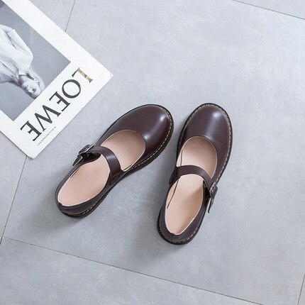 Petit japonais chaussures en cuir femmes anglais printemps étudiant collège Style rétro Mary Jane chaussures soeur souple basique Jk uniforme Sho: 3 / 38