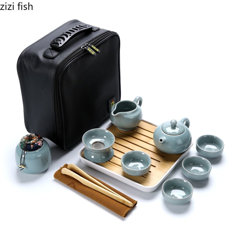 Chinesische Kung Fu Tee-Set Keramik Tragbare Teekanne Set Im Freien Reise Gaiwan Tee Tassen Tee Zeremonie Teetasse Trink Fine
