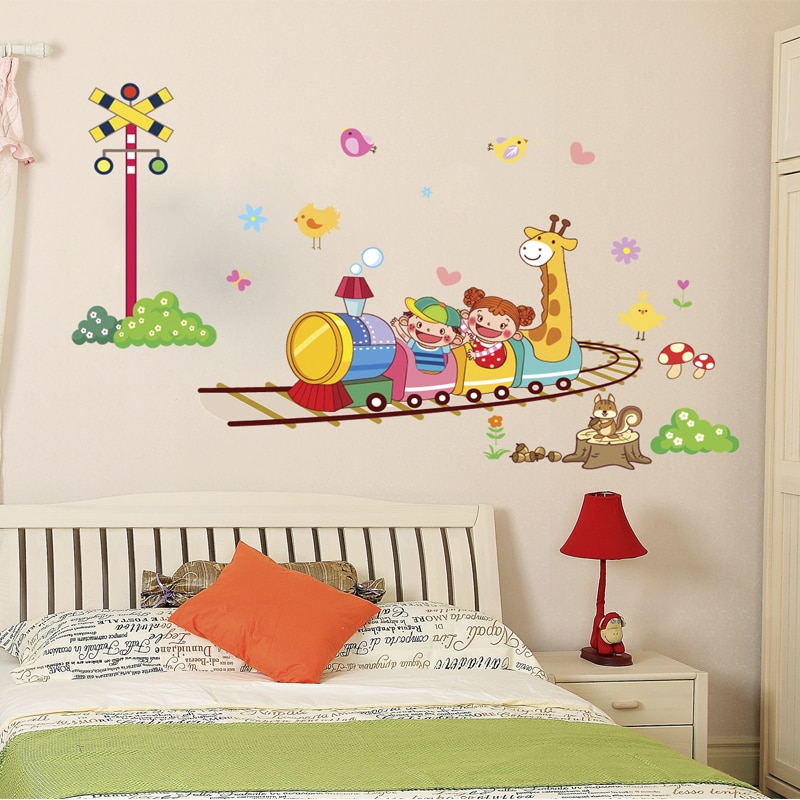 DIY Cartoon Train PVC Removable Decal for Children Kids Living Room Nursery Vinyl Wall Stickers Poster Mural Home Decoration
