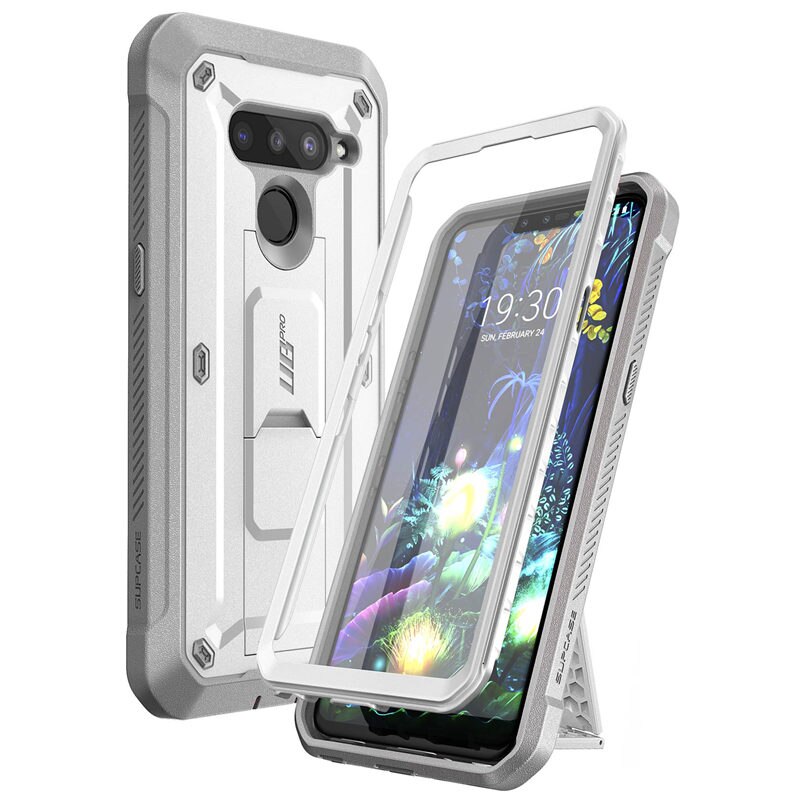 SUPCASE Lg V50/LG V50 ThinQ 5 グラムケース ub Pro のフルボディ頑丈なホルスターカバー内蔵スクリーンプロテクター: White