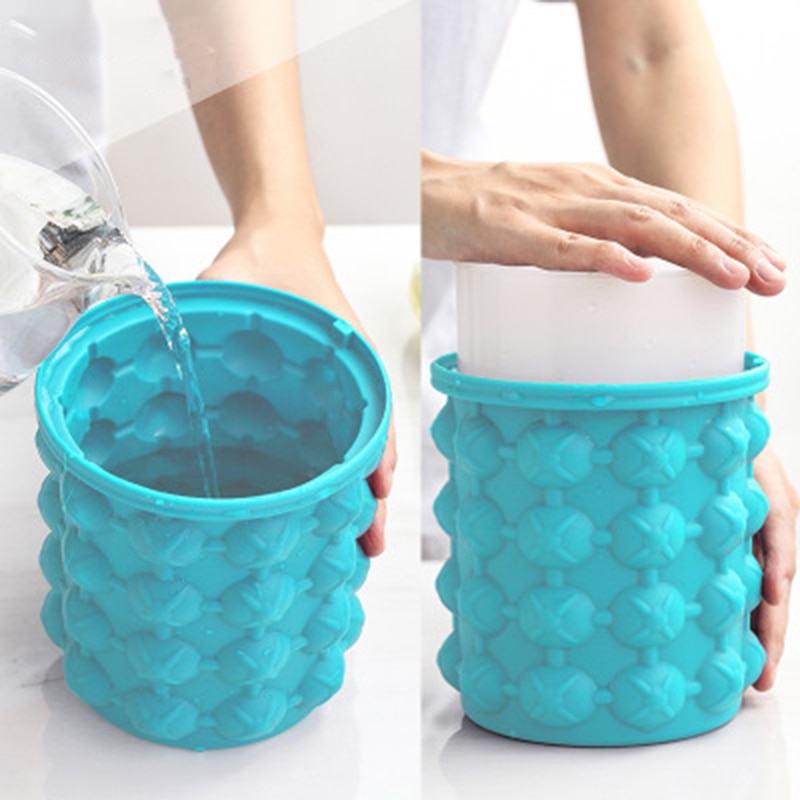 Silicone Ice Cube Maker Bucket Safe Durable Champange Beer Wine Cooling Storage Drink Whiskey Freeze Seaside Tool Kitchen
