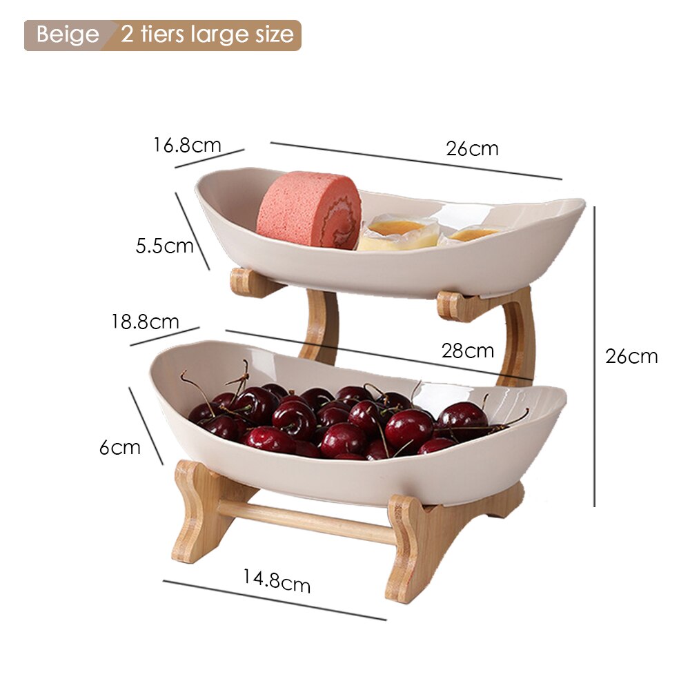 Plates dinnerware kitchen Fruit bowl with floors Luxury serving snack Table plates serve dessert trays wooden Tableware Dishes: 1 Set C2