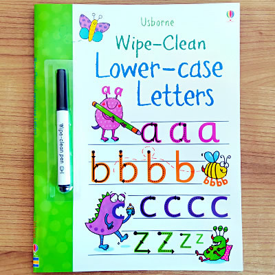 Children Wipe-Clean Reusable English Exercise Book with Pen Writing skills Number Words for Preschool Early Learning 21*27cm: lower case letter