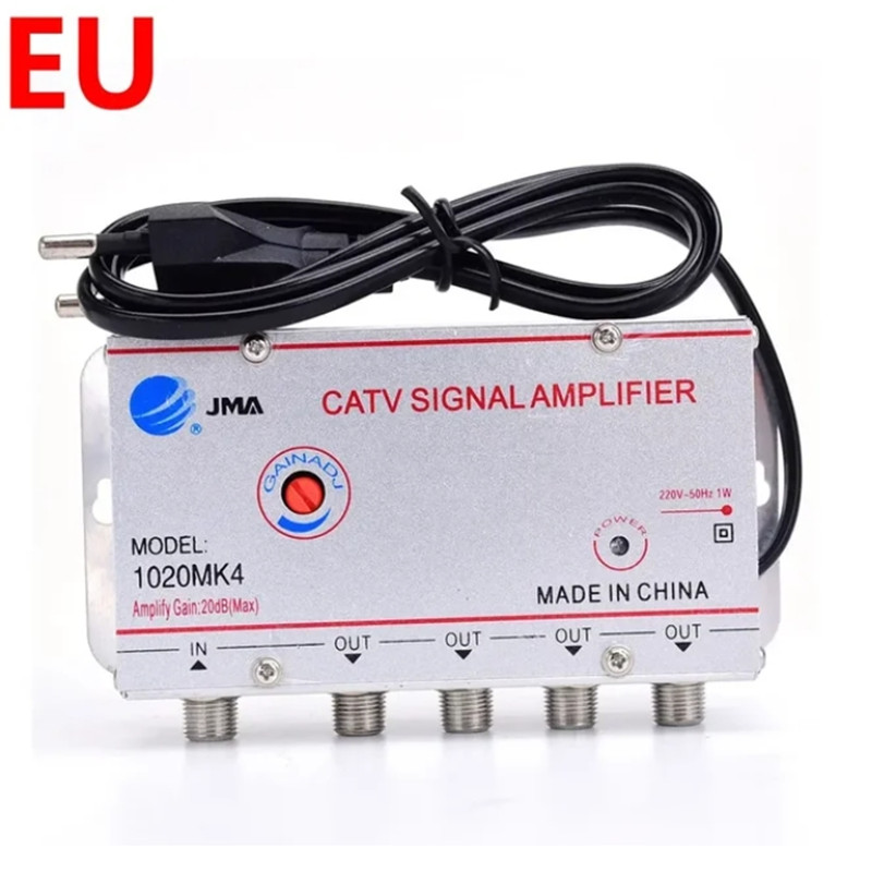 2/3/4/6/8 Way 20DB CATV Splitter Digital TV Antenna Signal Amplifier Indoor Booster for Home TV Equipments EU Plug 220V