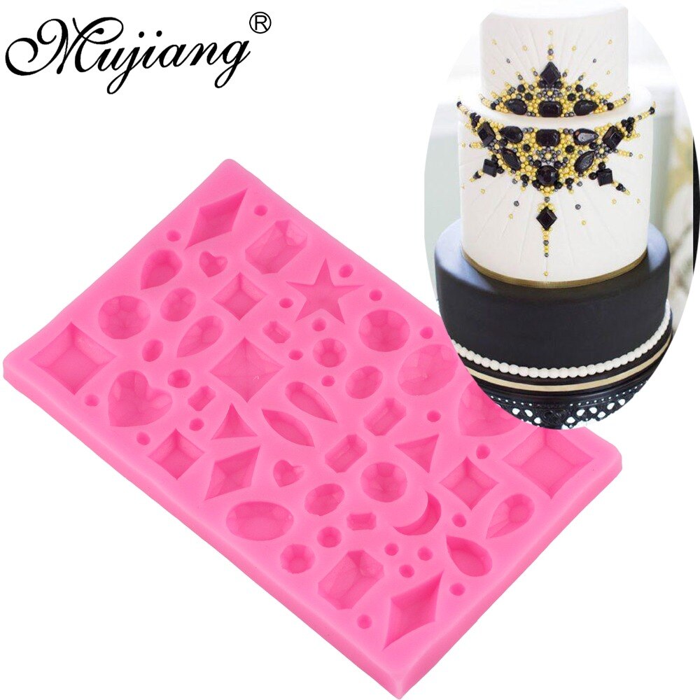 Mujiang Mini Diamond Silicone Fondant Molds Cake Decorating Tools DIY Sugarcraft Gem Gumpaste Chocolate Candy Clay Moulds