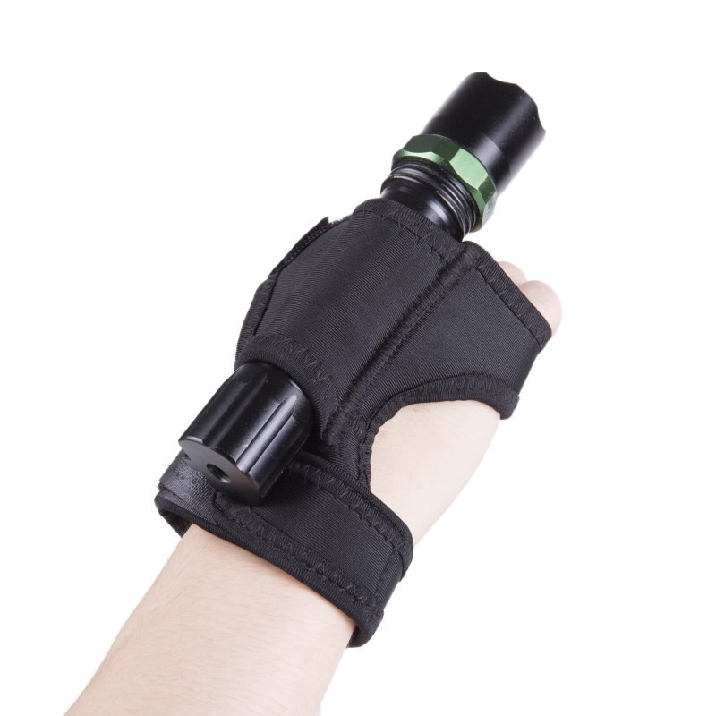 Underwater Scuba Diving Dive LED Torch Flashlight Holder Soft Black Neoprene Hand Arm Mount Wrist Strap Glove Hand Free