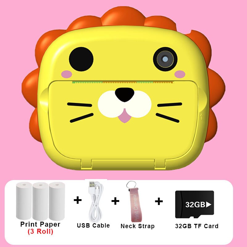 Videocamera per bambini stampa termica istantanea videocamera digitale 1080P HD con fotocamera portatile da 8G o 32G per bambini
