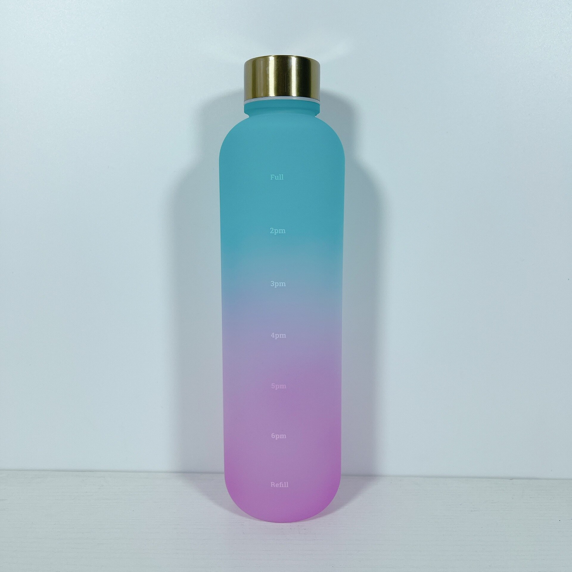 2022 Plastic Space Cup Large-Capacity Transparent Frosted Water Cup Copper Lid Water Bottle With Time Marker 1000ML: Green Purple