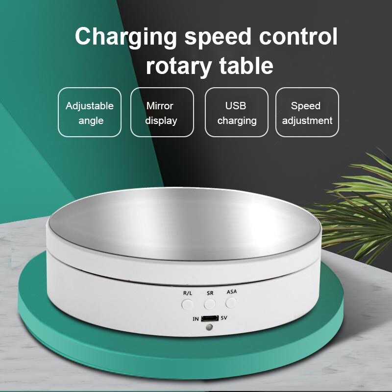 3 Speeds Swivel Plates Electric Rotating Display Stand Mirror 360° Turntable Show Holder Battery for Photography Video Shooting