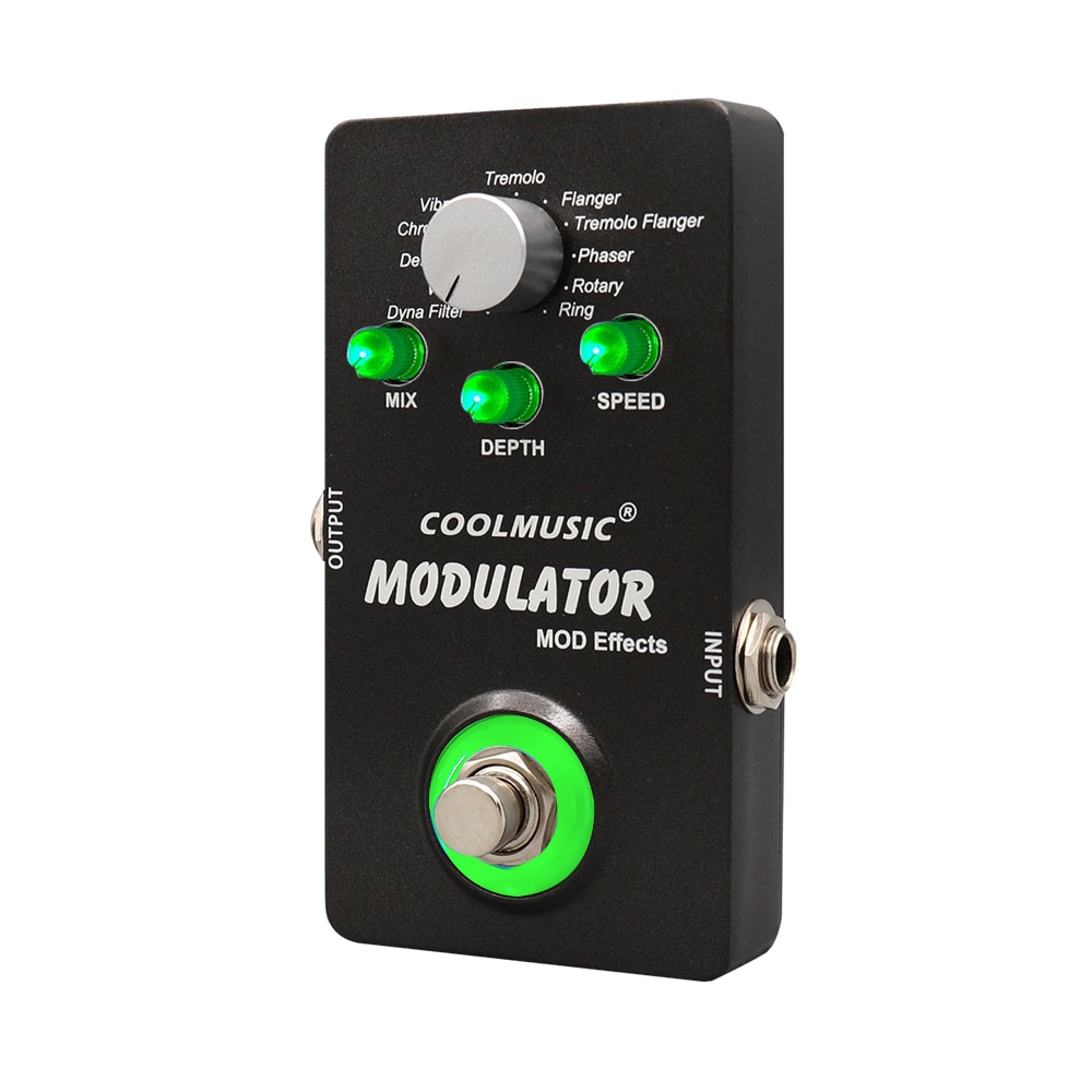 COOLMUSIC A-ME01 Electric Guitar Digital Modulator Effect Pedal with 11 Modulation Effects True Bypass Full Metal Shell black