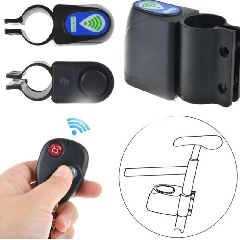 Anti-Theft Bicycle Lock Cycling Security Lock Wireless Remote Control Vibration Alarm 110dB Bicycle Anti-Theft Alarm Bike #0908