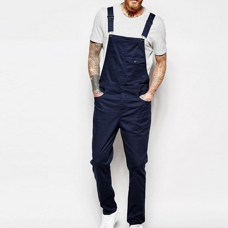 neue Männer Denim Tischler Overall Voller Länge lässig Hosen verlieren Hosen Lätzchen Hosen Herrenmode Hüfte hüpfen Gesamt Lätzchen Hosen