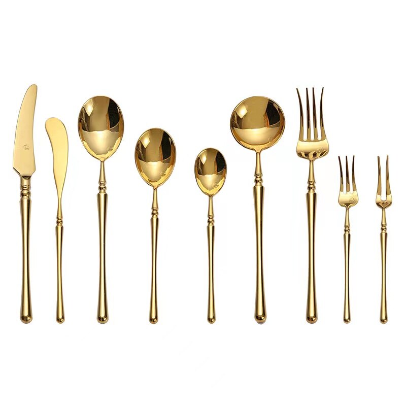 Gold Cutlery Set Forks Spoons Knives Tableware Chopstick Spoon Knife ForkStainless Steel Dinnerware