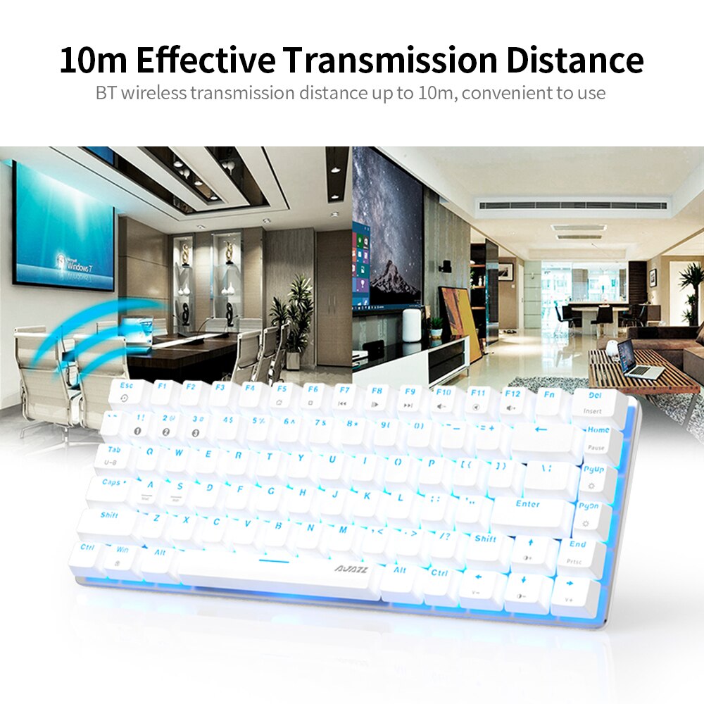 Ajazz AK33 82 Keys BT&USB Wired Dual-mode Mechanical Keyboard Monochromatic Backlight Gaming Office Keyboard pc Wired Keyboard