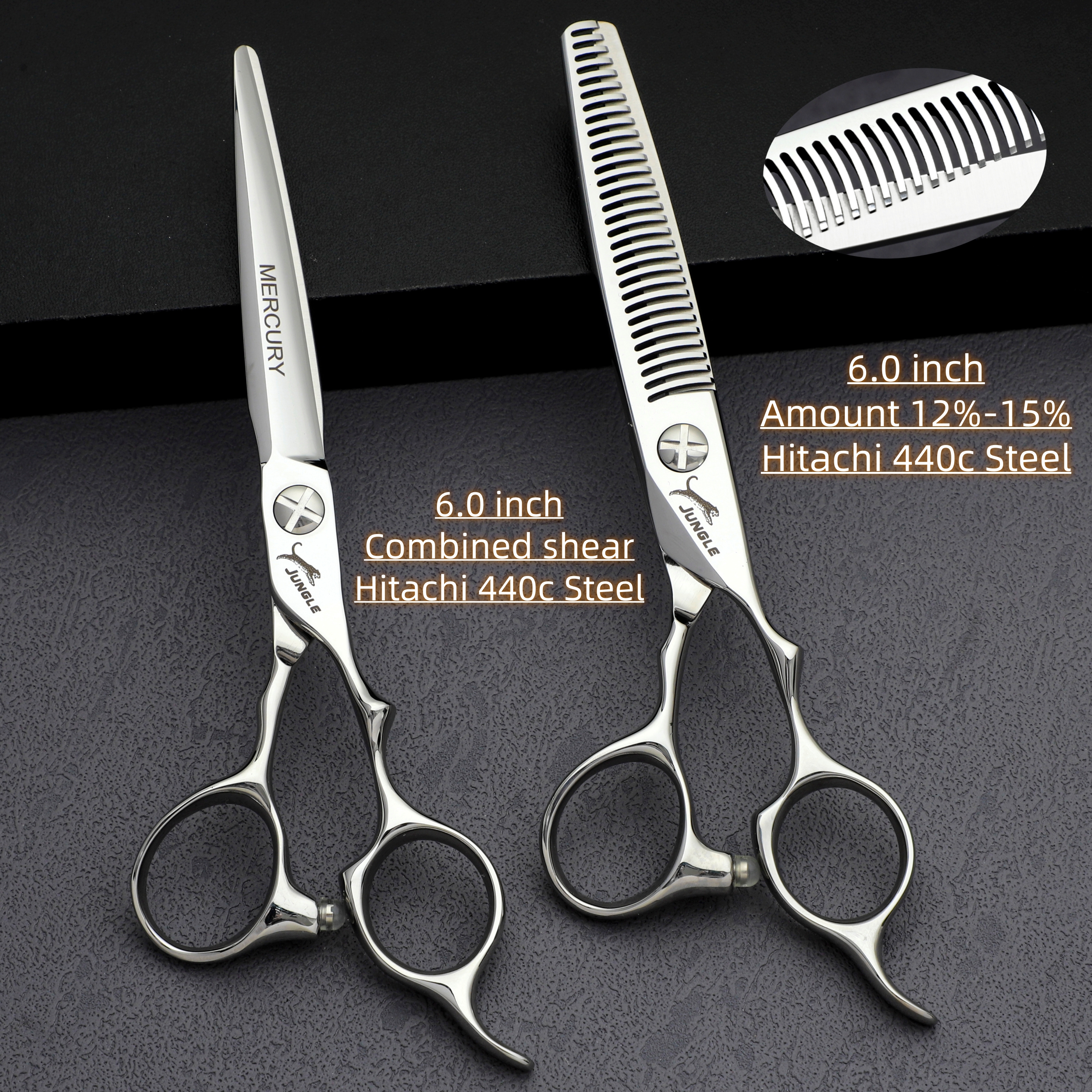 JAGU-professionele kappersschaar, dunner wordende schaar, 440C staal, salon hoogwaardige haarsnijgereedschappen, set van 5,5 tot 7,0 inch