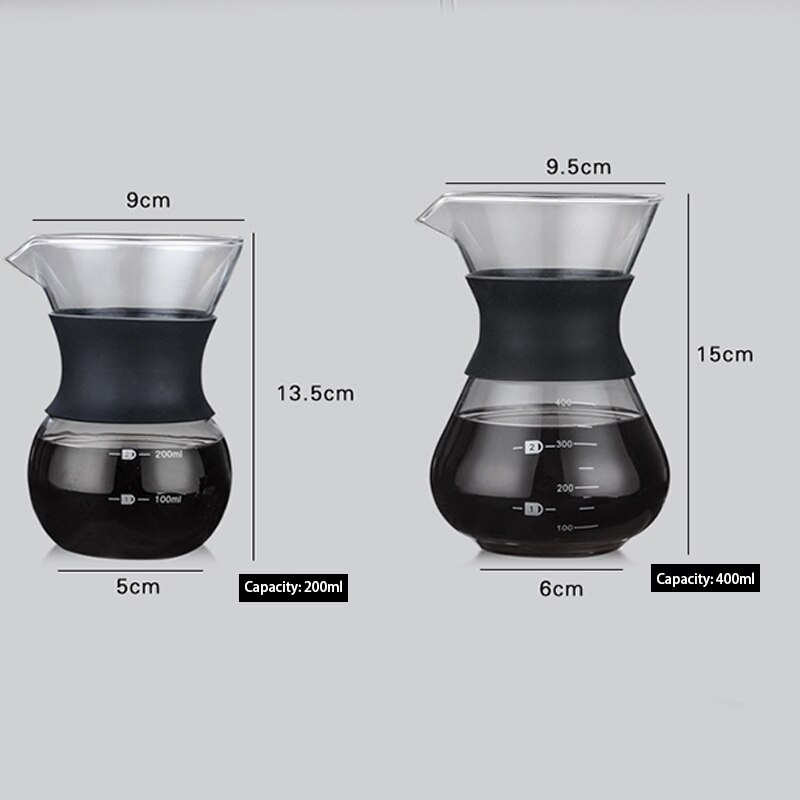Cafetera de goteo de agua de vidrio para expreso, accesorio de café reutilizable con filtro de té, 200ml/400ml