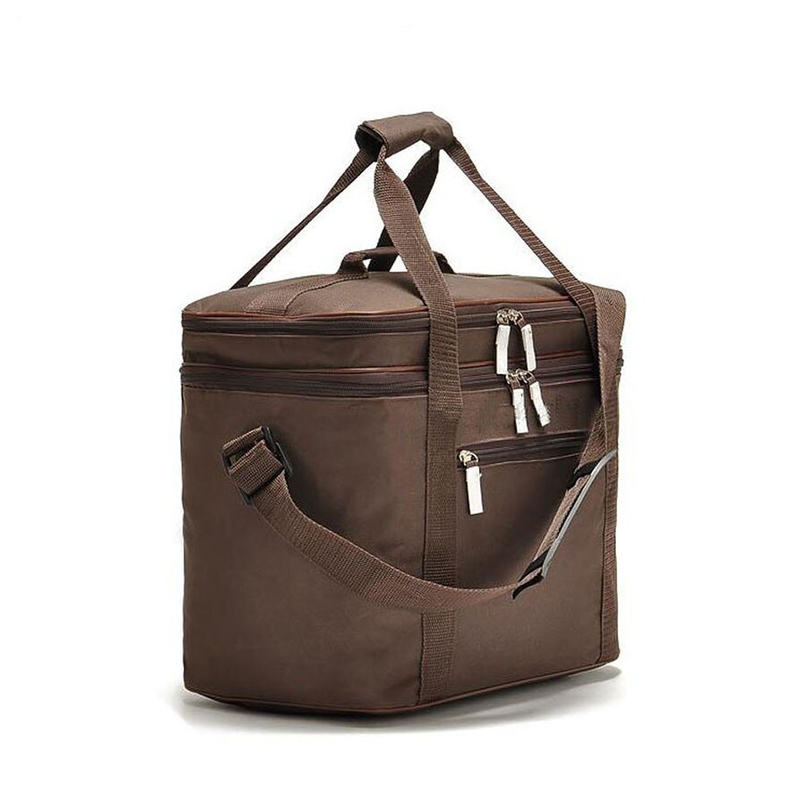 Cooler marrom de 2 camadas 19l com folha de alumínio, bolsa térmica de grande volume com isolamento térmico para piquenique