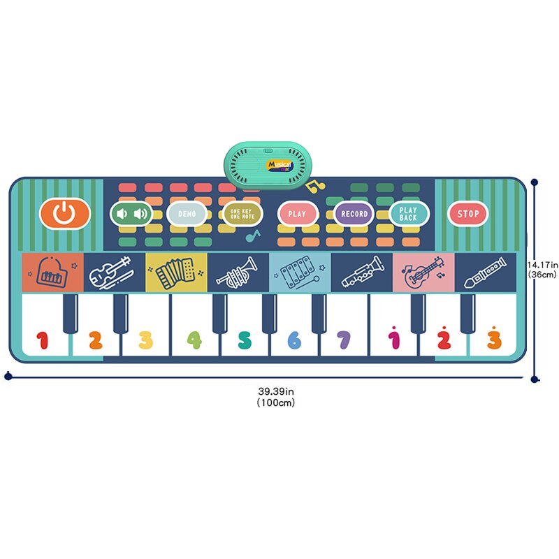 Tapete de Piano para bebé, tapete de teclado Musical, instrumento electrónico de música, alfombra de baile, juguetes educativos para niños pequeños, de navidad: F 100X36CM