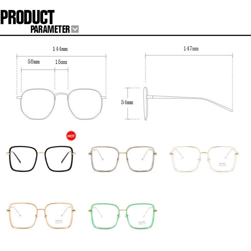 Elbru Anti-blau Licht Brille Rahmen Großen Rahmen Quadrat Computer Platz Optische Gläser Brillen Brillen Rahmen Für Frauen & männer