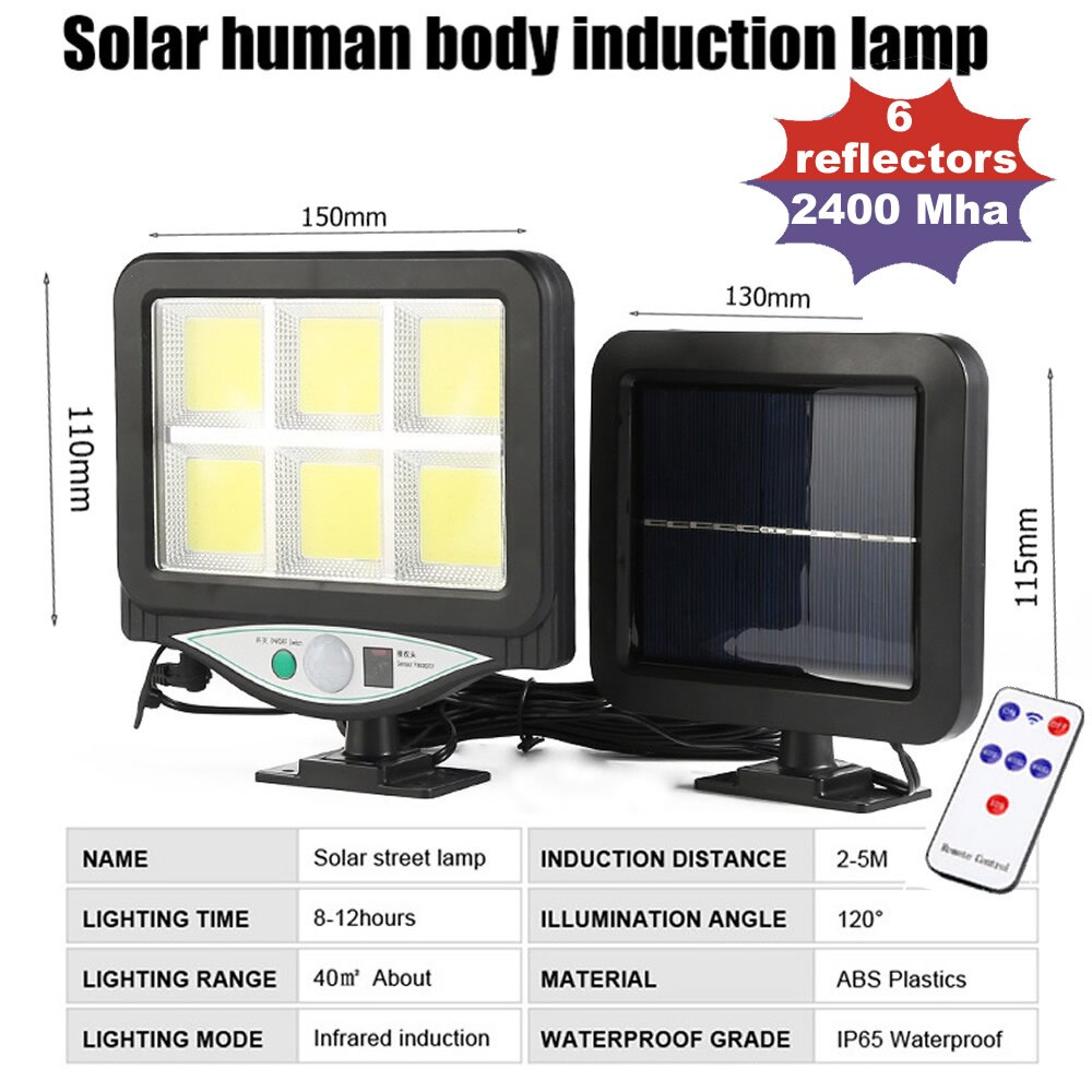 LEDs Solar Panel Power Light PIR Motion Sensor Separable Wall Lamp Outdoor Path Yard Garden Fence Night Light remote 3 modes