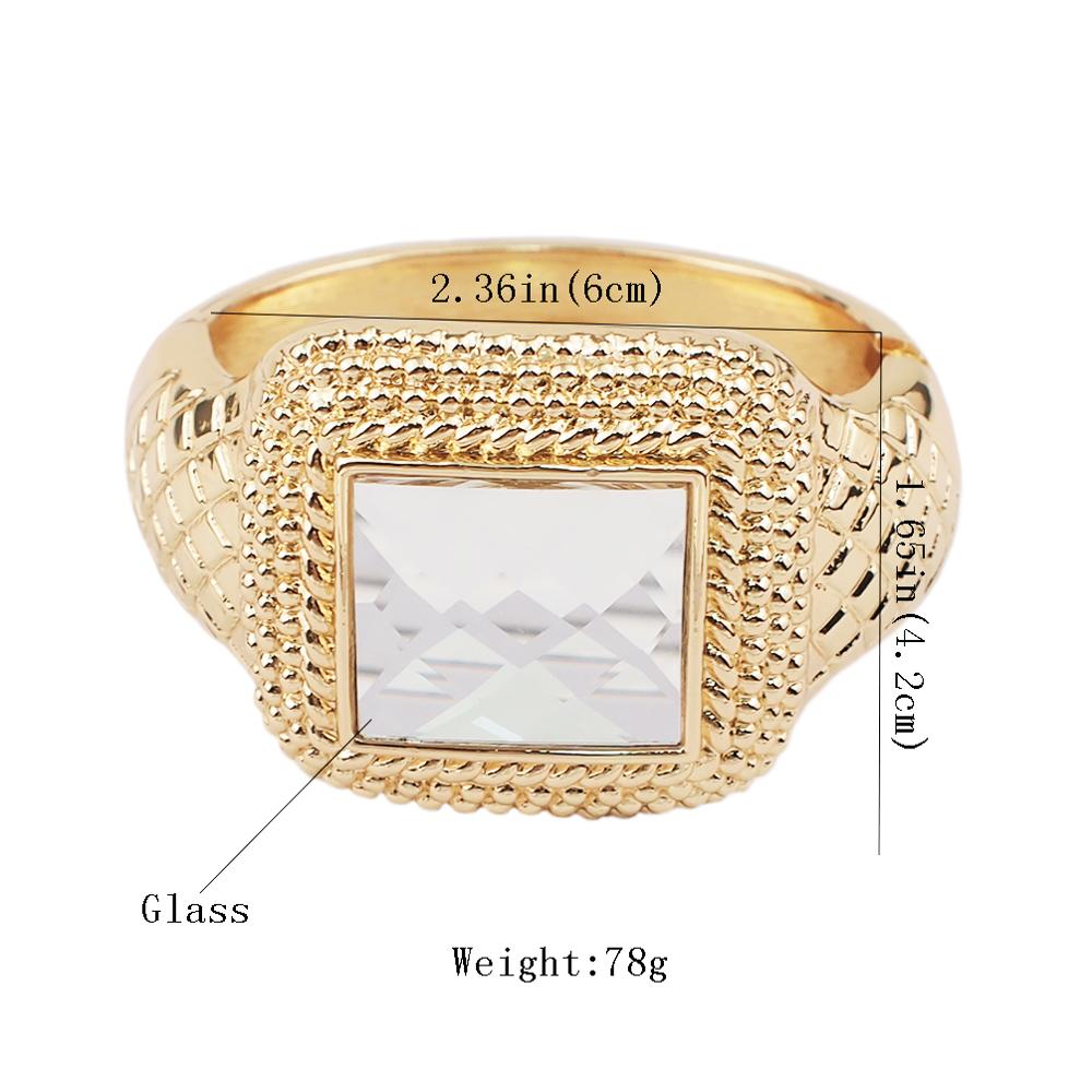 Metal Cuff Bangle For Women Gold Color Alloy Glass Big Bracelets Statement Indian Jewelry Accessories UKMOC