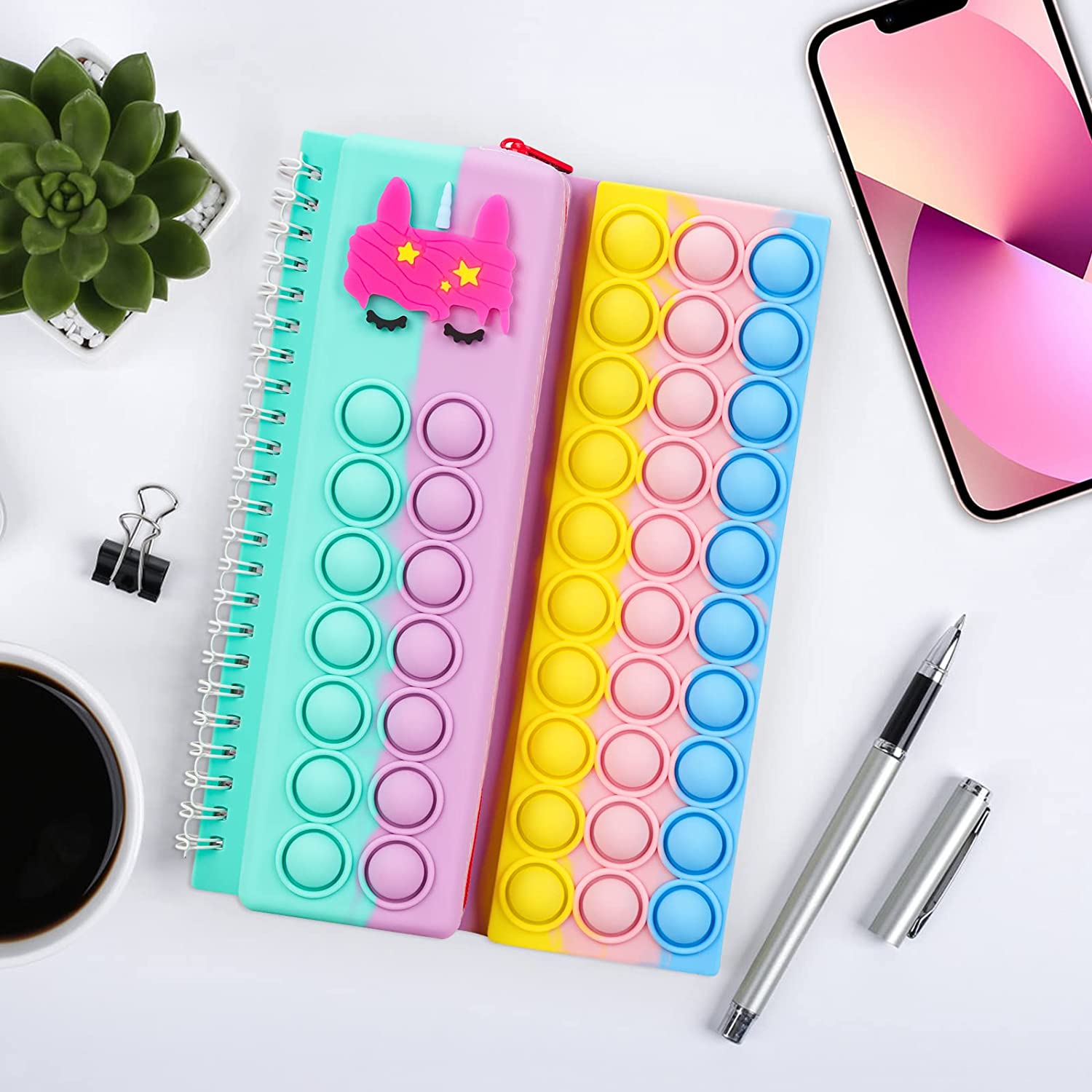 Zabawki typu denerwować poputs zeszyt i piórnik zestaw bańka zeszyt zabawki poput notebooki tęcza naciskać bańka trzaskać gra SYMOMOK