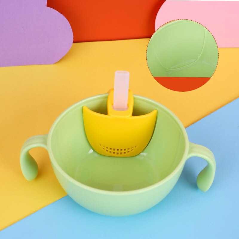 1 ensemble de bol à paille pour bébé, bol à soupe pour bébé avec ventouse, vaisselle d&#39;entraînement anti-chute et anti-brûlure pour enfants