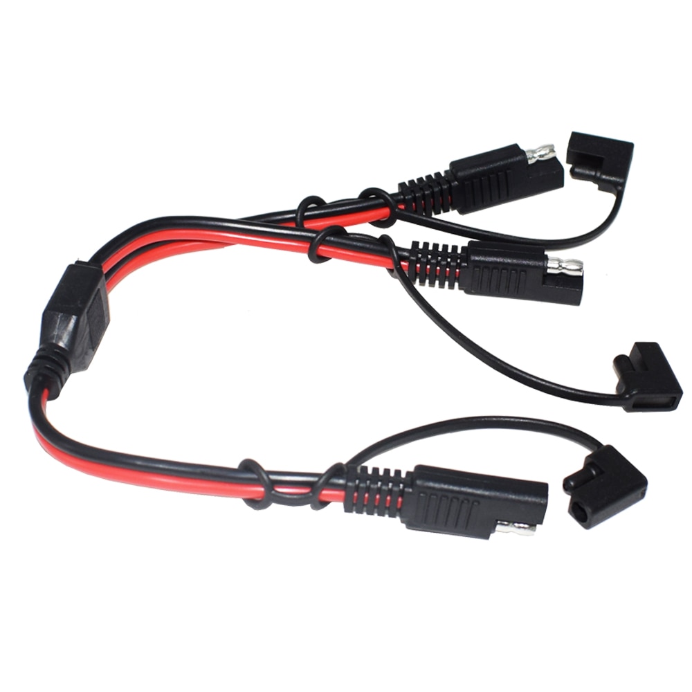 SAE DC Power Automotive Connector Cable Splitter 1 to 2 SAE Extension Cable Suitable for Solar Battery Connection 14AWG