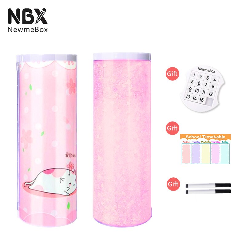 NBX School Pencil Case For Girls Kawaii Cat Paw Pencilcase Pink Clear Plastic Pen Box Stand Up Large Capacity Stationery Holder: standard 2
