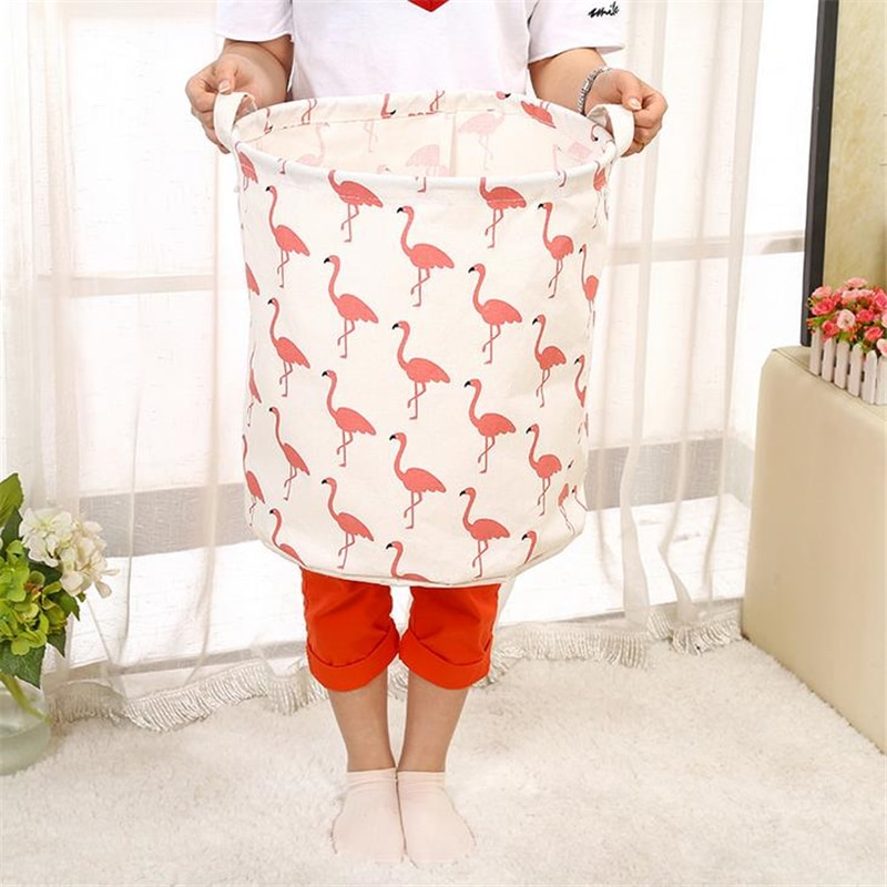 Doreen box 41 x 30cm flamingo store kapacitet linned vasketøjskurve poser beskidt tøj opbevaring tønder hjem diverse legetøj arrangør