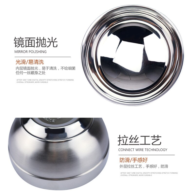Baby Bowl Feeding Dishes Spoon Baby Children's Dishes Plates 304 Stainless Steel Round Bowl Food Rice Soup Double Insulation